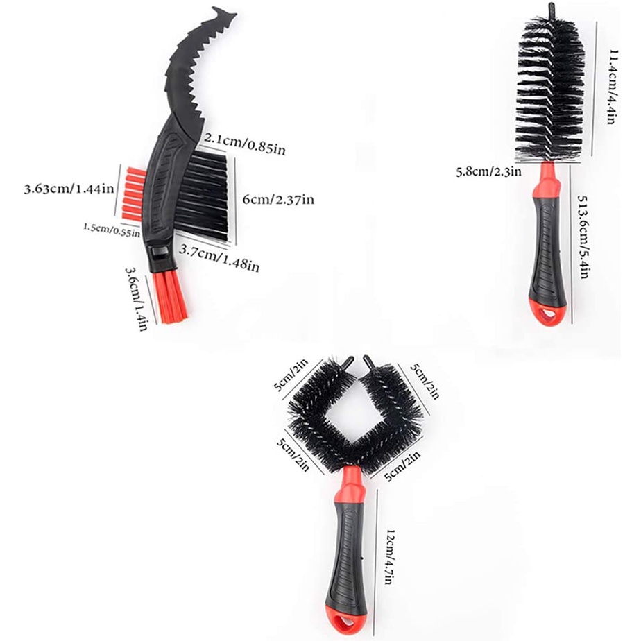 Bộ 3 Bàn Chải Vệ Sinh Xích Xe Đạp Bằng Nhựa Có Tay Cầm Chống Trượt Tiện Dụng Jp1