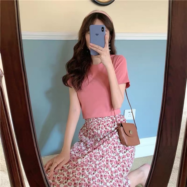 Chân váy vintage dang midi hoạ tiết hoa hồng 🌹 CV6655 Hàng quảng Châu | BigBuy360 - bigbuy360.vn