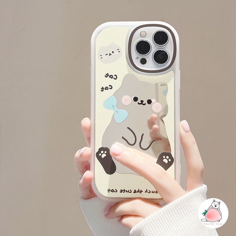 Ốp Điện Thoại PC Cứng Chống Sốc Có Gương Trang Điểm Hình Mèo Dễ Thương Cho iPhone 13 12 Mini 11 Pro Max X Xs Max XR 8 7 Plus 13mini