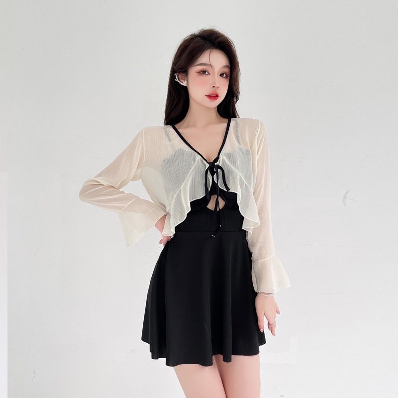 Đồ Bơi Một Mảnh Tay Dài Phong Cách Thời Trang Hàn Quốc Mới Trẻ Trung Quyến Rũ