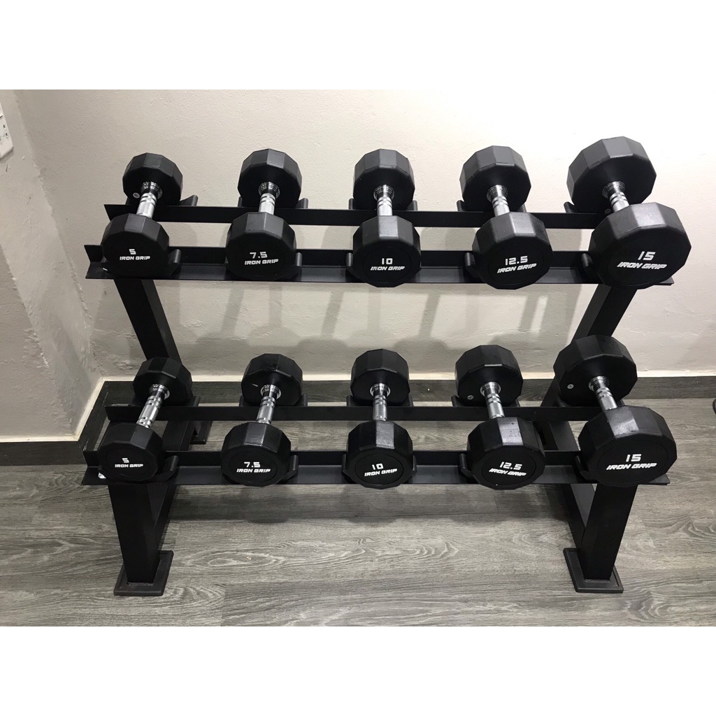 Tạ tay 5kg bọc cao su cao cấp Iron Grip nhập khẩu tập Gym, luyện tập thể thao( 5kg x 2 chiếc )Thể thao Phúc An