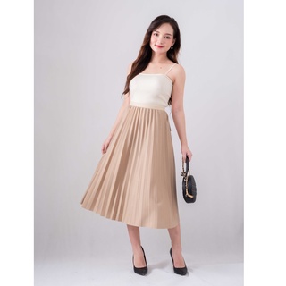CHÂN VÁY MIDI XẾP LY TRƠN CẠP CHUN