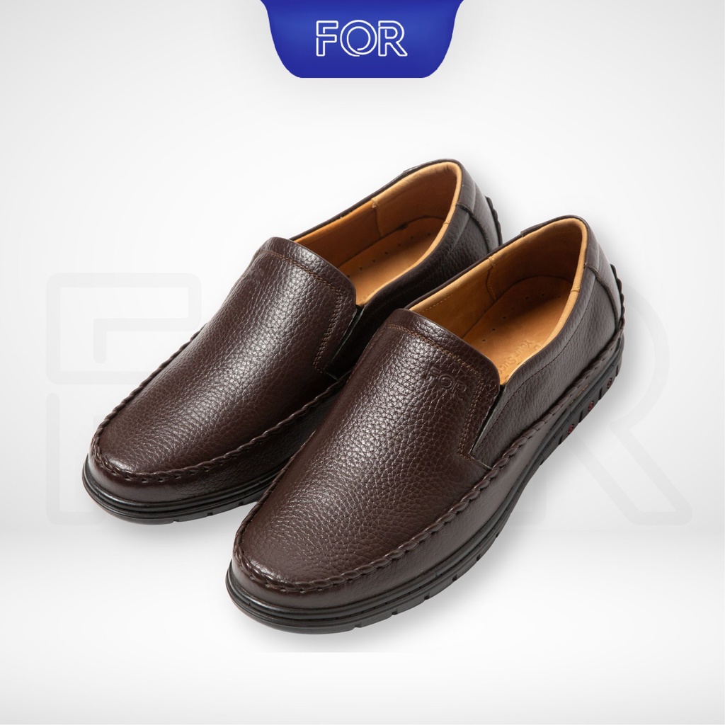 Giày lười nam FOR da bò cao cấp, thiết kế kiểu dáng slip on siêu tiện lợi, phần đế cao su siêu êm, chắc chắn F02