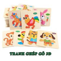 Đồ Chơi Gỗ Xếp Hình Lắp Ráp Tranh Ghép 3D Gỗ Nổi Montessori Nhiều Hình Ngộ Nghĩnh - Phát Triển Trí Tuệ Cho Bé