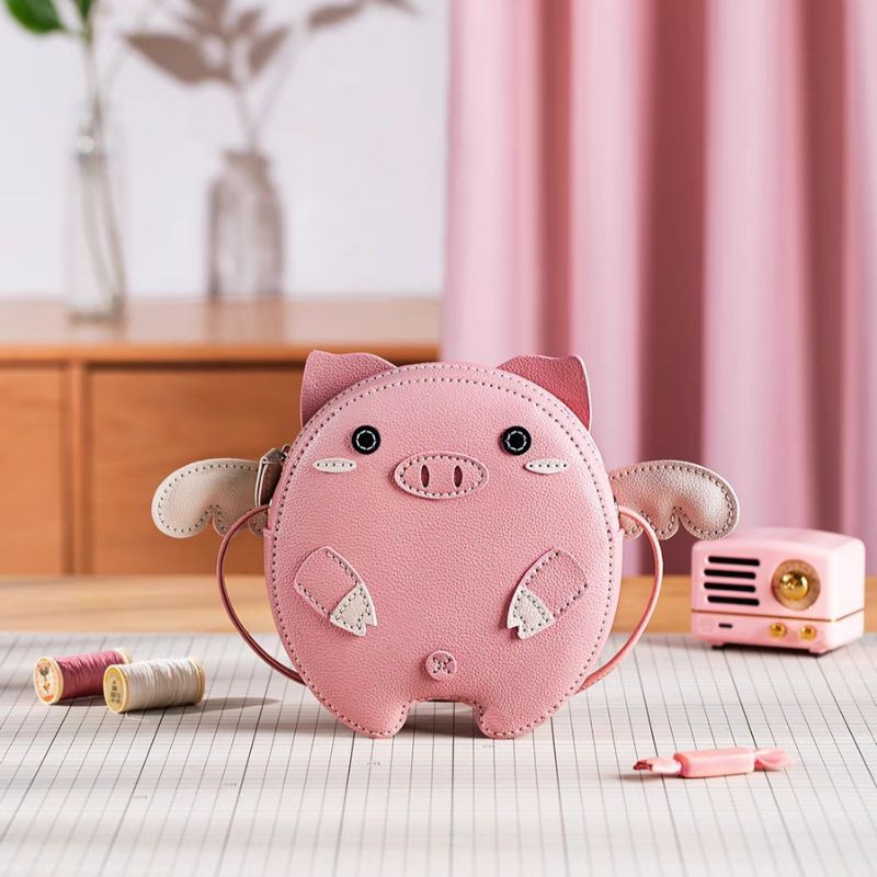 Túi Handmade, Túi Tự Đan Handmade Heo Hồng  Đáng Yêu