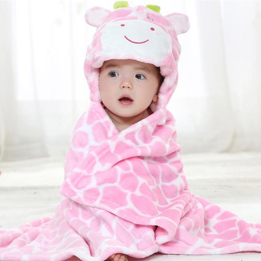 Khăn Choàng Tắm Có Mũ Trùm Đầu Mềm Mại Hình Sư Tử / Hươu Cao Cổ Dành