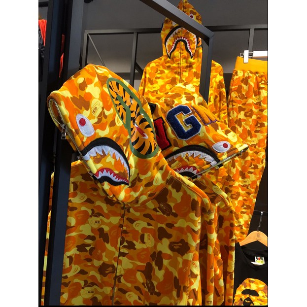 Bape Áo hoodie In Hình Cá Mập Họa Tiết Rằn Ri Thời Trang Unisex 2021