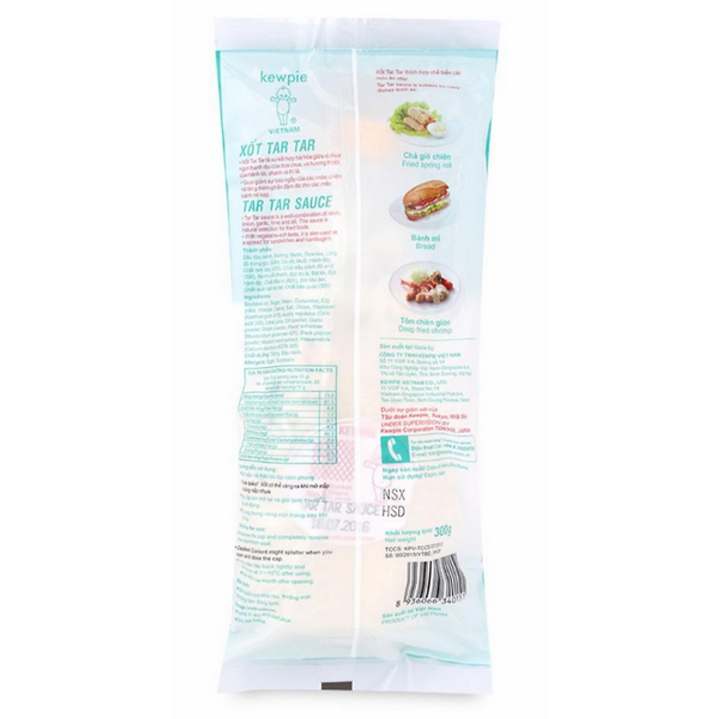 Xốt Mayonnaise Kewpie ít béo/ ít béo Nhật Bản/ dịu ngọt/ tartar 300g