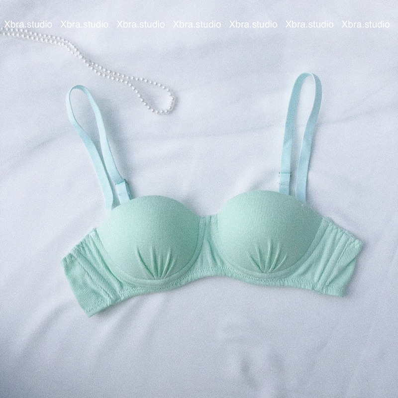 Bộ đồ lót thun tăm xanh mint pastel cup ngang CÓ MÚT