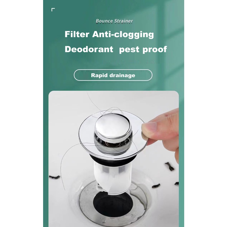 Nắp Đậy Bồn Rửa Mặt Dạng Nhấn Lọc Thoát Nước Chống Mùi Hôi / Côn Trùng Nhiều Lớp Thông Dụng