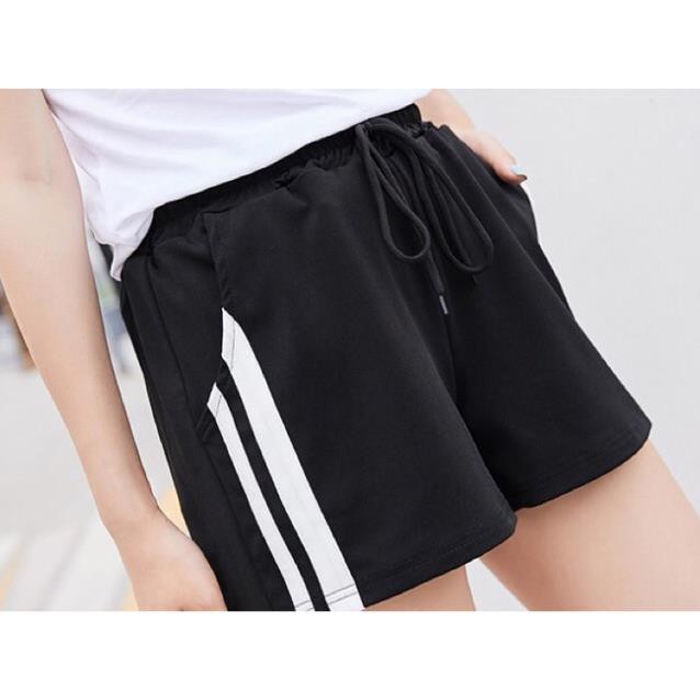 Quần short thể thao big size màu đen 2 sọc trắng thun loại 1 size lớn 55-75kg New 💖