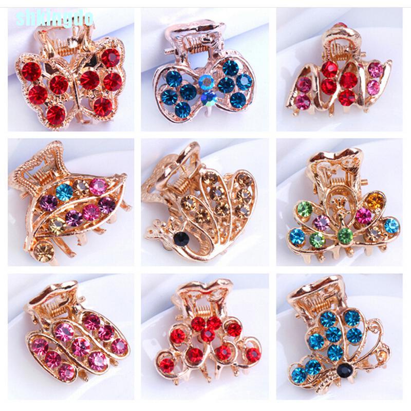 Kẹp tóc càng cua cỡ nhỏ có đính hoa pha lê phong cách mới cho nữ