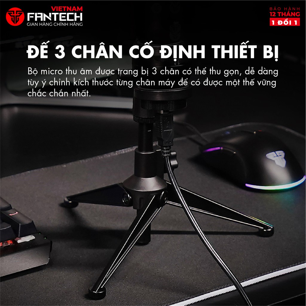 Bộ Micro Thu Âm Livestream Chuyên Nghiệp FANTECH MCX01 LEVIOSA LED RGB Âm Thanh Chất Lượng Cao -  Hàng Chính Hãng