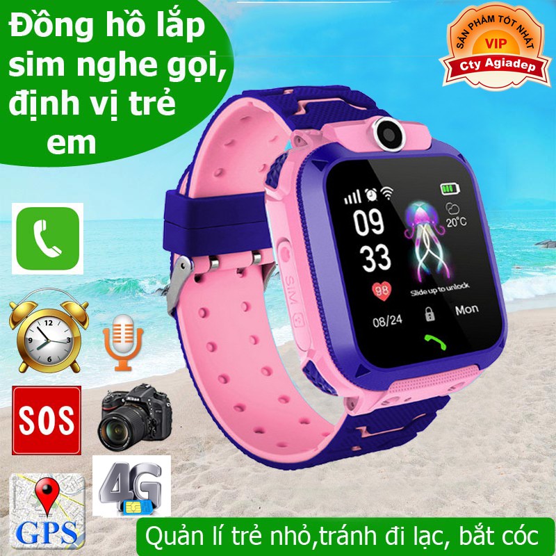 Đồng hồ thông minh theo dõi trẻ em (Loại xịn) có GPS, SOS, Camera, Cảnh báo nghe gọi 2 Chiều chống nước