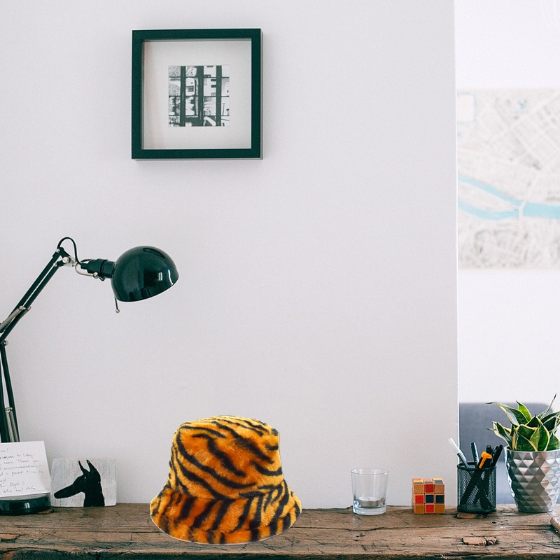 Mũ Tai Bèo Chất Liệu Lông Thỏ Nhân Tạo Họa Tiết Kẻ Sọc / Ngựa Vằn Phong Cách Hipster Ấm Áp