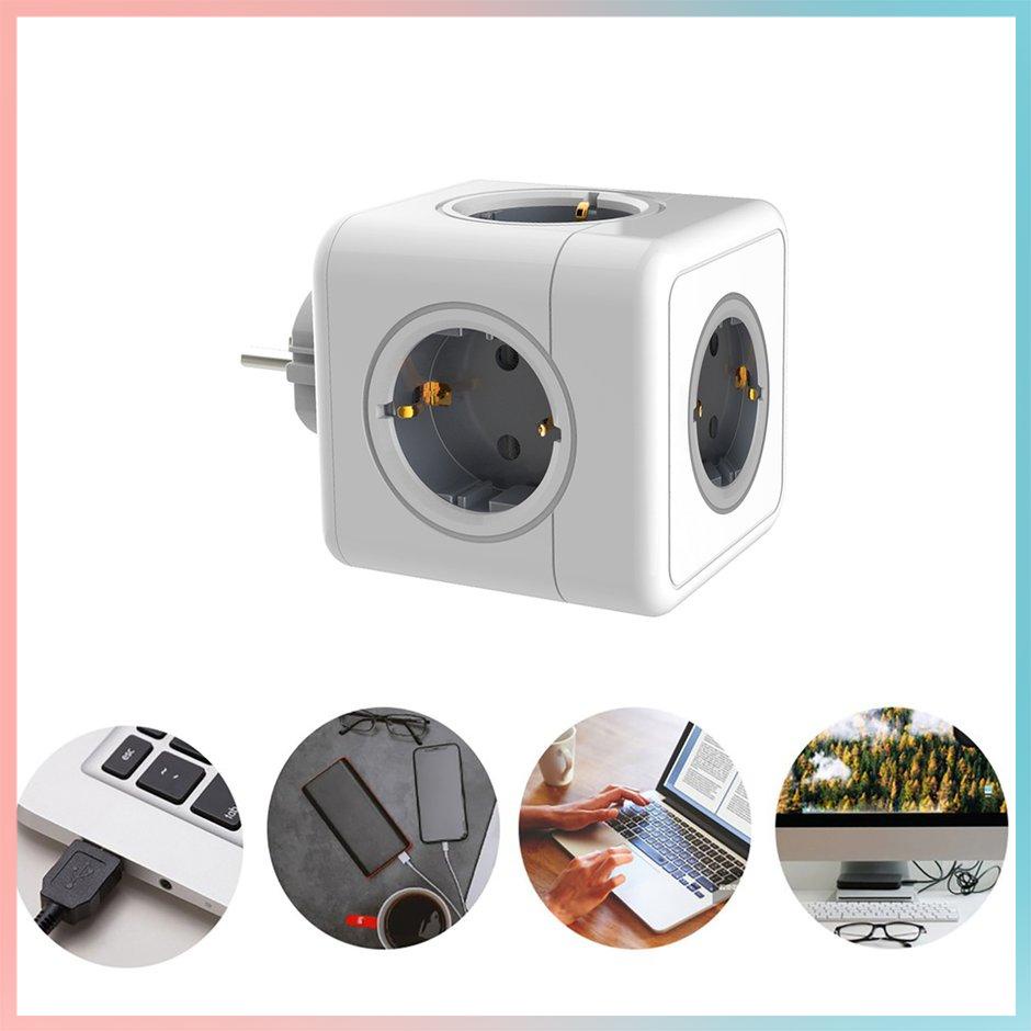 【giao hàng hôm nay>>>Powercube Creative Cube Socket Power Strip Socket EU Plug Power Strip USB Multi Smart Plug Conversion Socket