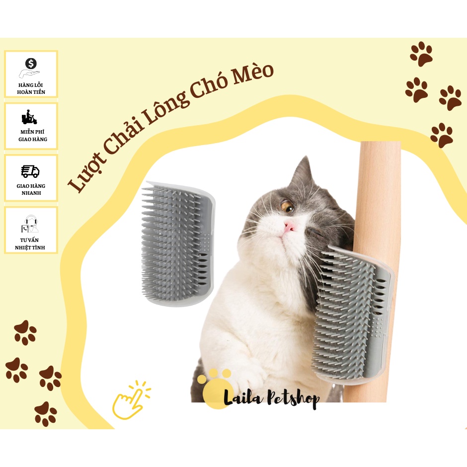 Lượt Chải Lông Chó Mèo Gắn Tường - Bàn cào gắn tường, giúp mèo mát xa cọ lưng, gãi ngứa, giảm stress - Laila Petshop