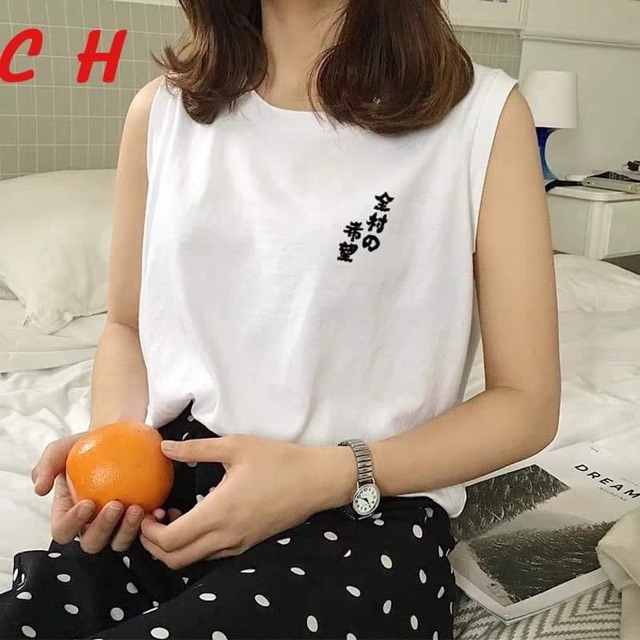 Áo 3 lỗ Tim+ chữ nho in ngực COU999