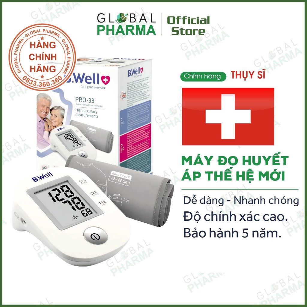 [THỤY SĨ - BẢO HÀNH 5 NĂM] Máy đo huyết áp bắp tay tự động B.WELL Pro-33/Pro-35/Pro -36/Med-53