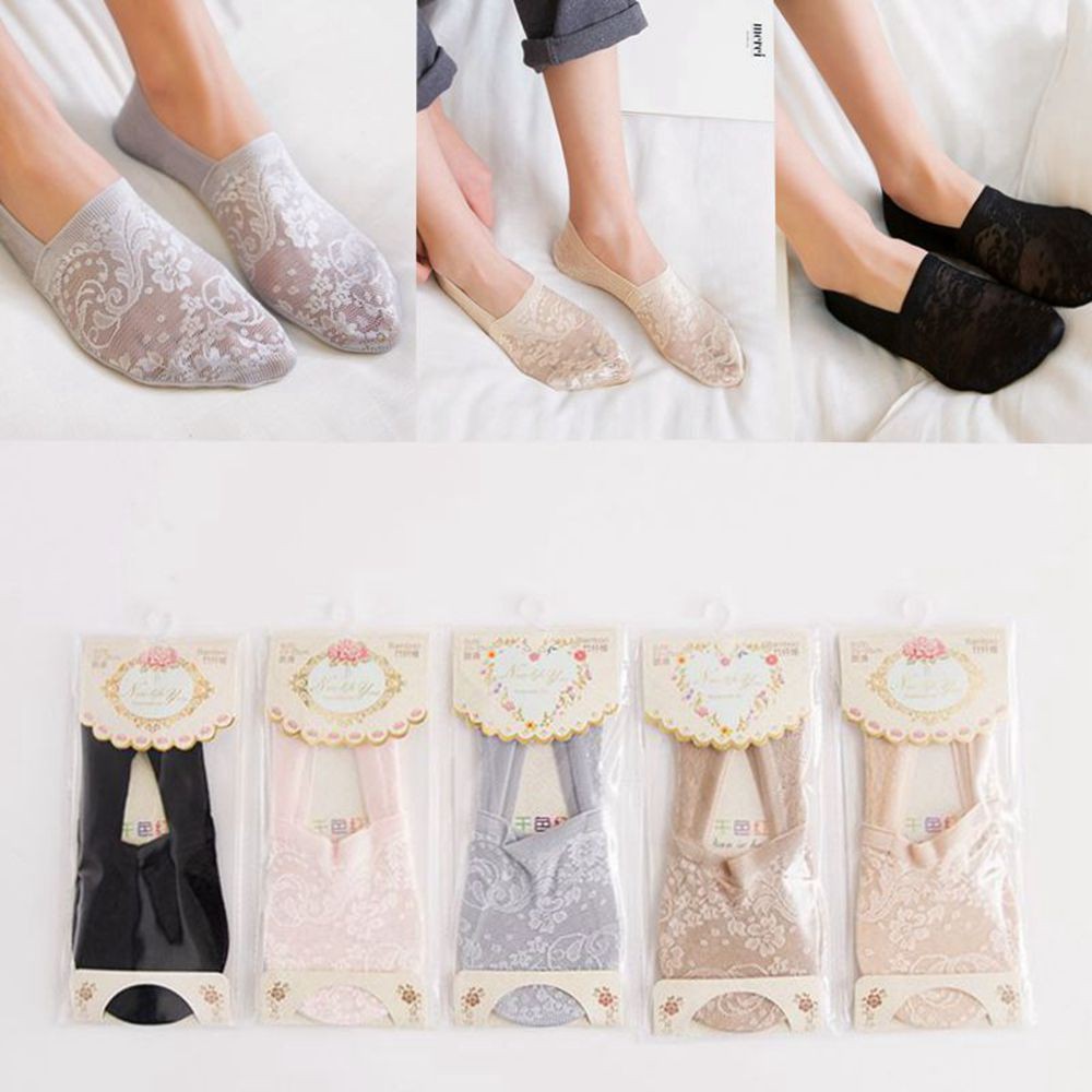 Tất ngắn chống trượt phối ren xinh xắn thời trang nữ