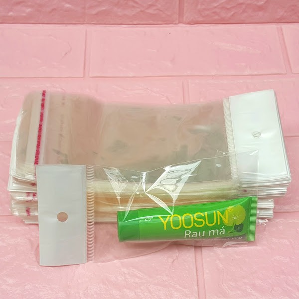 100g  Túi Opp dán mép  8x12cm  - Túi ni lông băng keo dán miệng - Bao nilon dán miệng