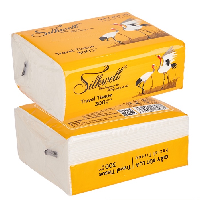 Thùng 16 Giấy ăn rút lụa Silkwell Sếu 100 tờ 3 lớp hàng cao cấp siêu mềm mịn không tẩy trắng chính hãng