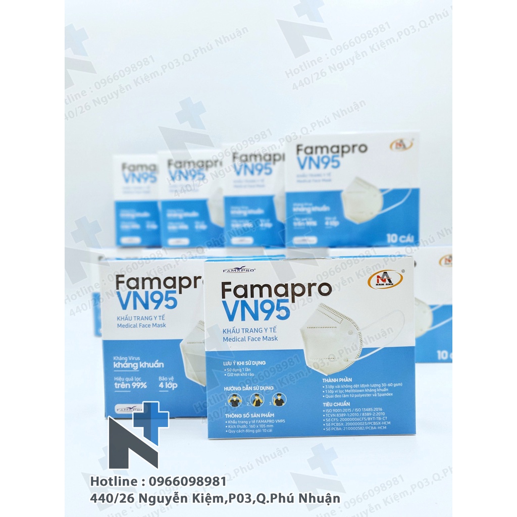 COMBO 50 - 100 Khẩu trang Famapro VN95  - Hộp 10 cái