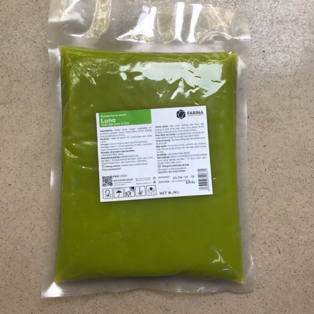 Nhân Đậu Xanh Lá Dứa Farina 1kg