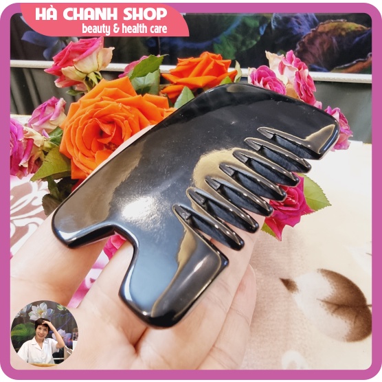 Cạo gió Massage đầu Lược Sừng Đen Răng To Chải Tóc Gội Đầu Mát Xa Dụng Cụ Spa Gội Đầu Dưỡng Sinh