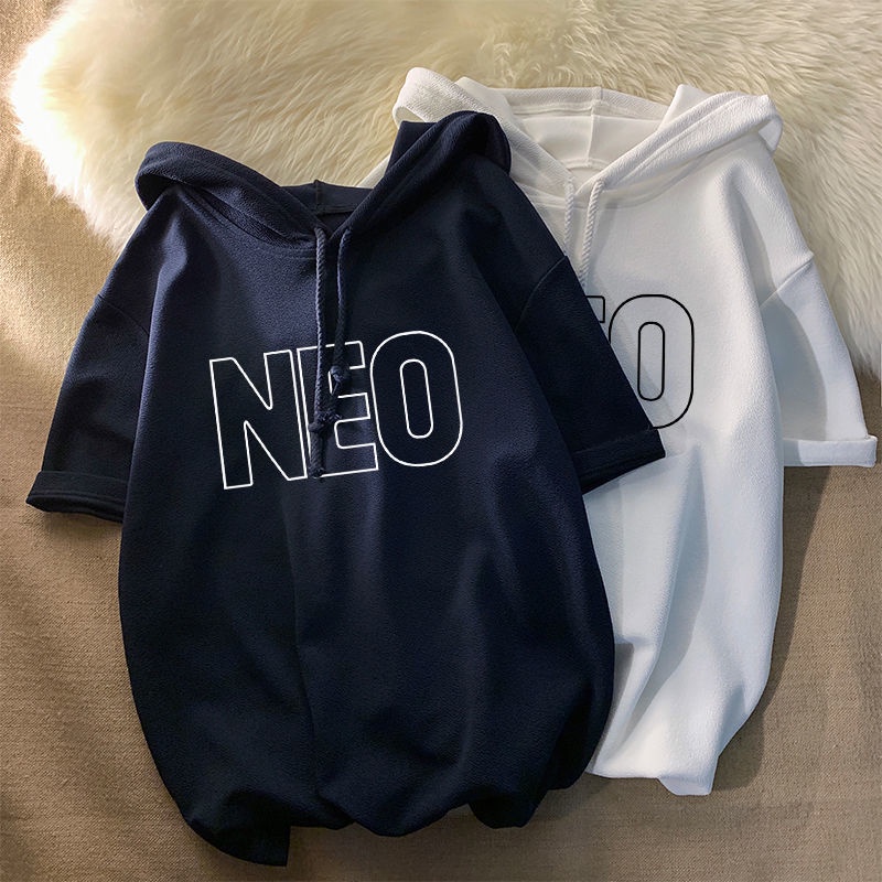 Áo Hoodie Ngắn Tay In Chữ Thời Trang Mùa Hè Dành Cho Nam