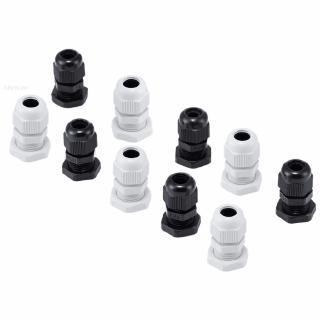 Bộ 10 đầu nối cáp làm từ nhựa chống nước màu trắng đen Pg9 4-8mm chất lượng cao