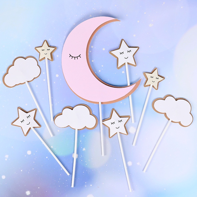 Phụ Kiện Trang Trí Bánh Kem Hình Bong Bóng / Trăng Sao / Đám Mây / Ngôi Sao / Đám Mây Ba Chiều Nhiều Màu Sắc Dùng Trang Trí Bánh Kem Thẻ