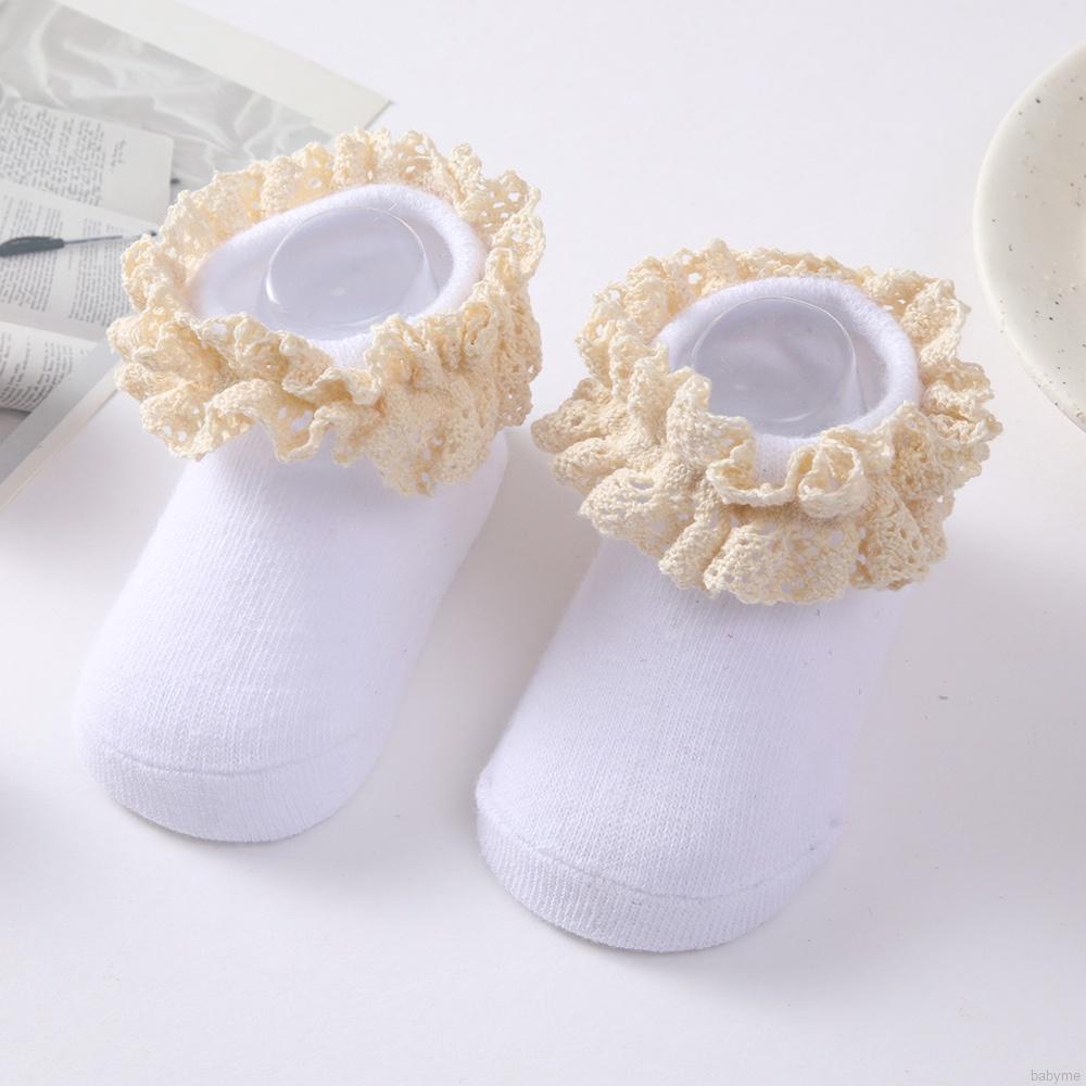 Vớ cotton cổ thấp phối ren thoáng khí phong cách công chúa dễ thương cho bé gái