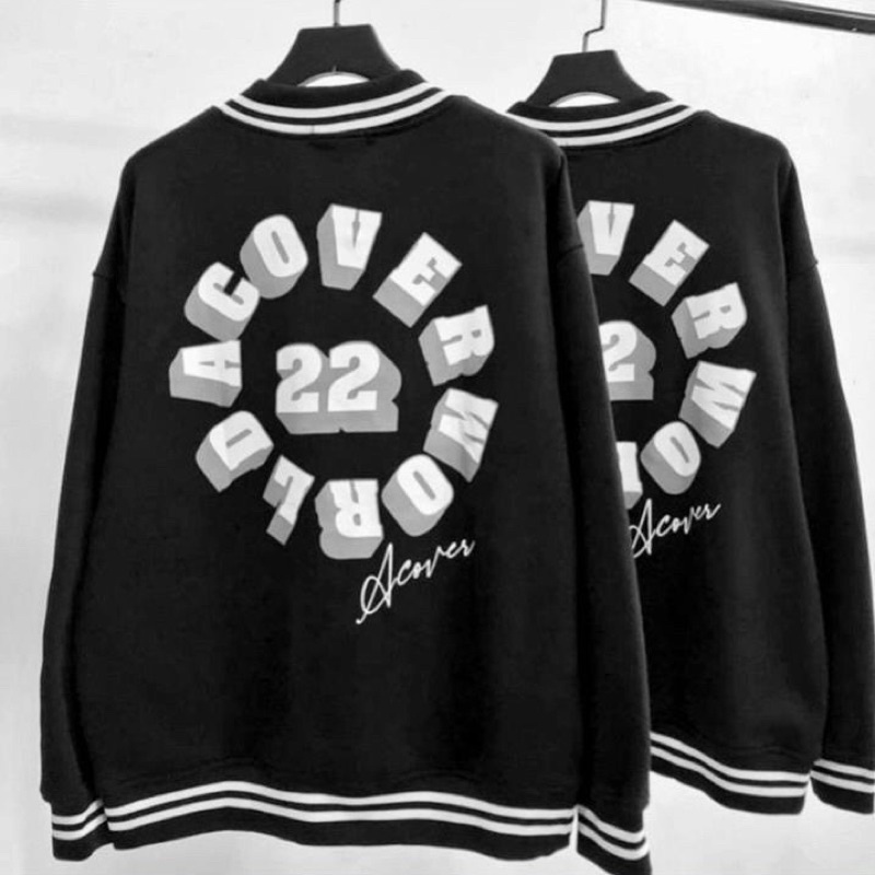 ÁO KHOÁC BOMBER nỉ PHỐI CHỮ THÊU CHU F XANH STYLE ULZZANG KUN