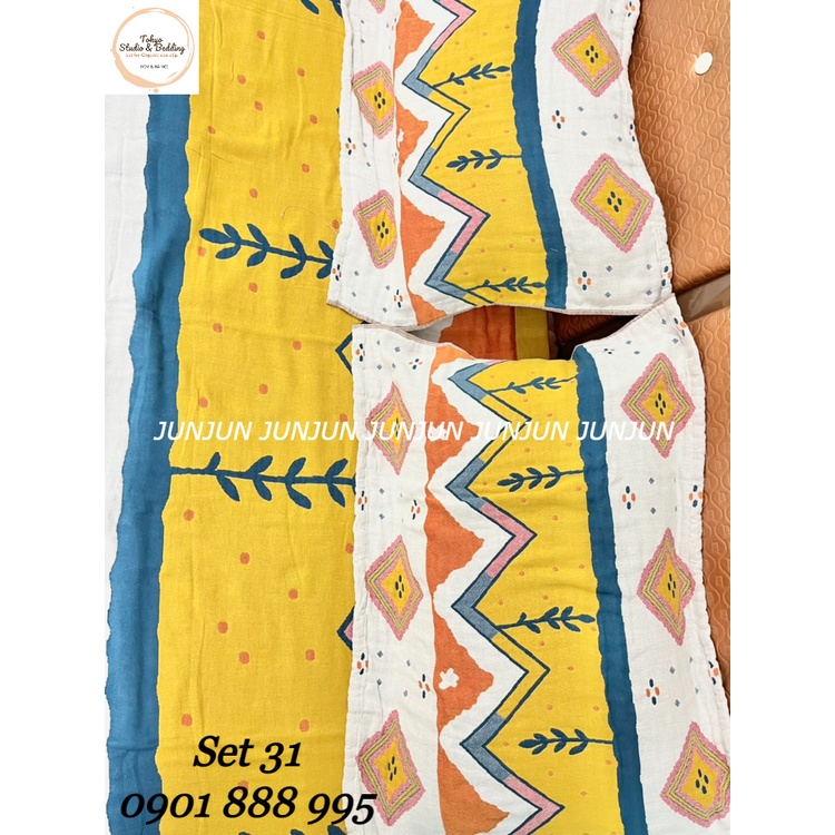 N3_SET Chăn Ga Gối vải Xô Organic cotton dòng cao cấp