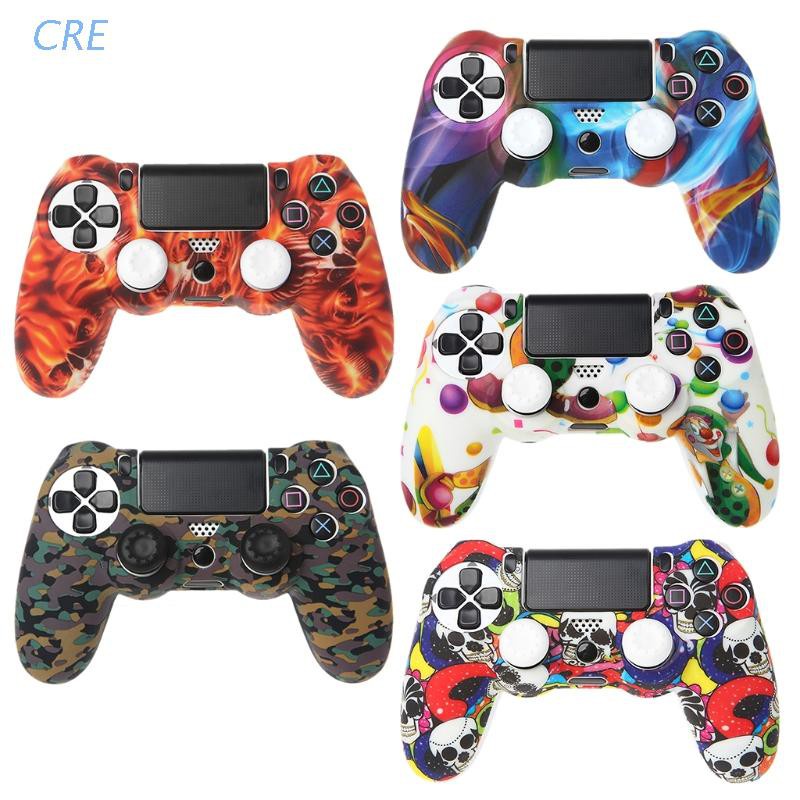 Bộ Vỏ Bọc Silicone + 2 Nắp Bảo Vệ Cho Tay Cầm Chơi Game Ps4