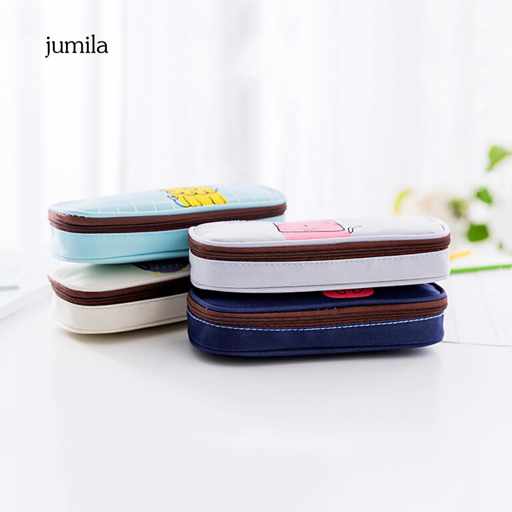 Túi đựng bút chì bằng vải canvas in họa tiết động vật đáng yêu dành cho các bé