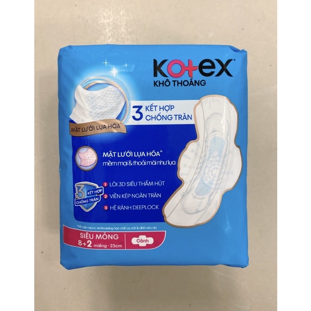 [Tặng 2 miếng] Băng vệ sinh Kotex siêu mỏng cánh 23cm 8 miếng