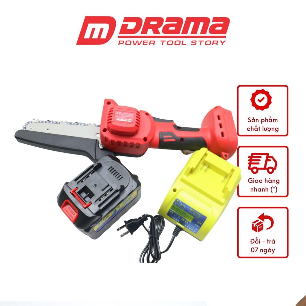 Thân Máy cưa xích dùng pin cầm tay mini 6 inh DRAMA + PIN 15 CELL PINNENG + Sạc Cốc pinneng không chổi than