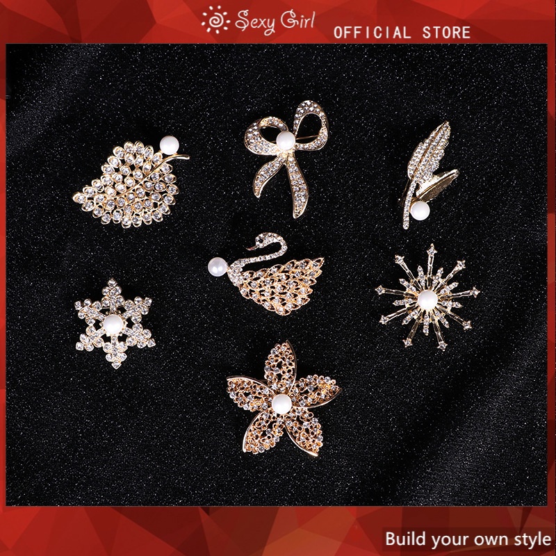 Ghim Cài Khăn Choàng Đính Đá Ngọc Trai Nhân Tạo Phong Cách Hàn Quốc Thời Trang