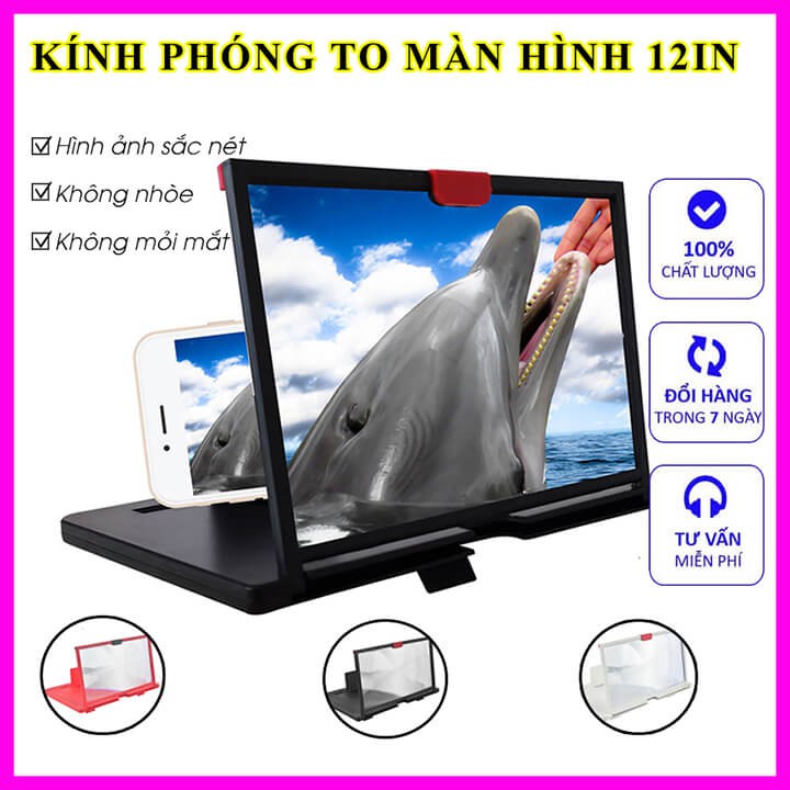 Kính phóng to màn hình điện thoại 5D 12 inch chống lóa mỏi mắt, phóng đại màn hình siêu lớn sắc net