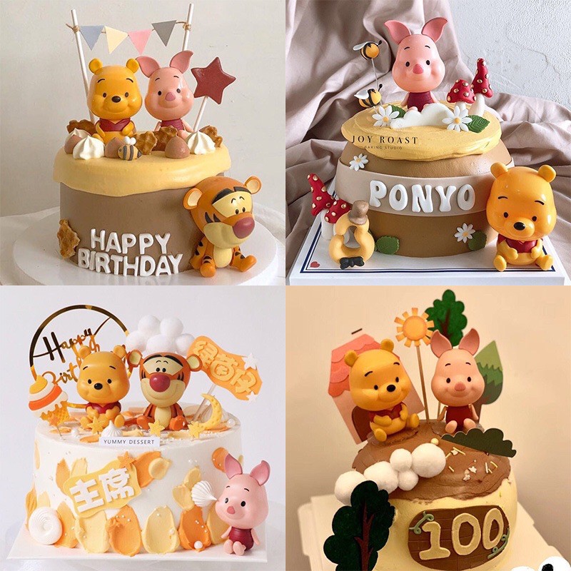 Gấu Pooh, Heo, Hổ trang trí bánh kem