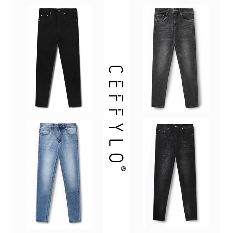 Quần Jeans Trơn Basic CEFFYLO Form Slimfit, Chất Vải Cao Cấp Dày Dặn, Co Giãn - POLIDO