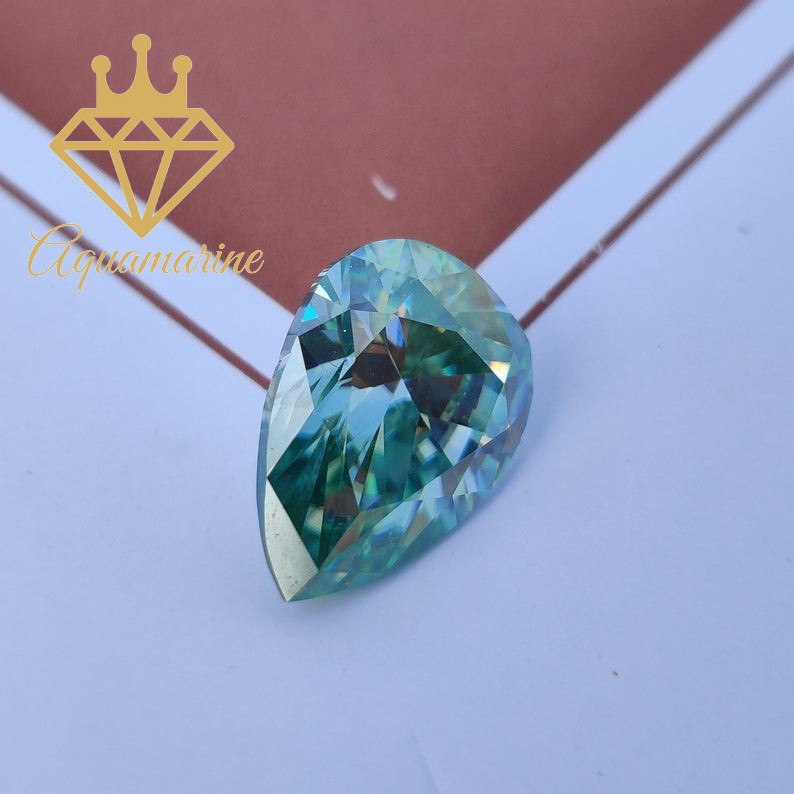Kim cương nhân tạo Moissanite Pear Blue