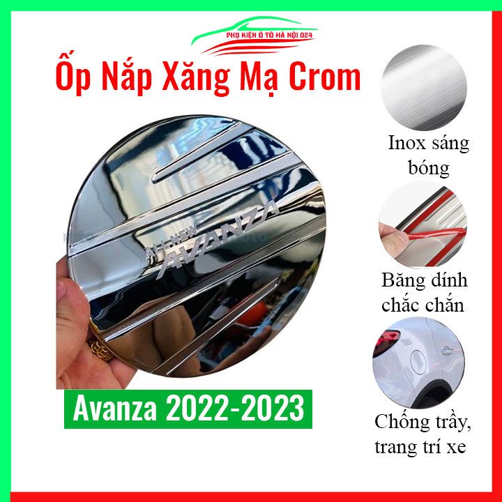 Ốp nắp xăng Avanza 2022-2023 mạ crom bảo vệ chống trầy trang trí ô tô