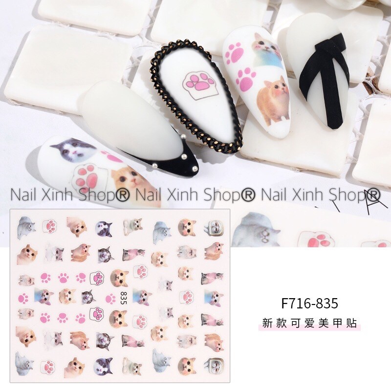 Sticker nail dễ thương / cartoon , dán móng tay ,phụ kiện nail , hình mèo 3D ,gấu 3D