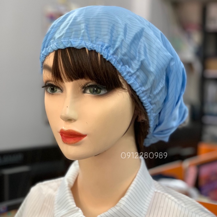 Nón bánh tiêu phòng sạch vải chống tĩnh điện _ Hình chụp thật