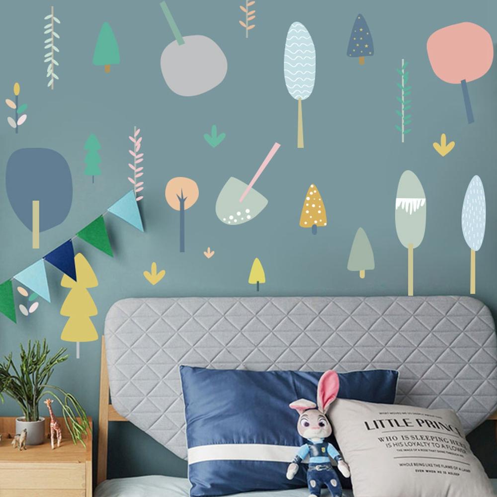 Sticker Dán Tường Hình Cây Hoạt Hình Phong Cách Bắc Âu