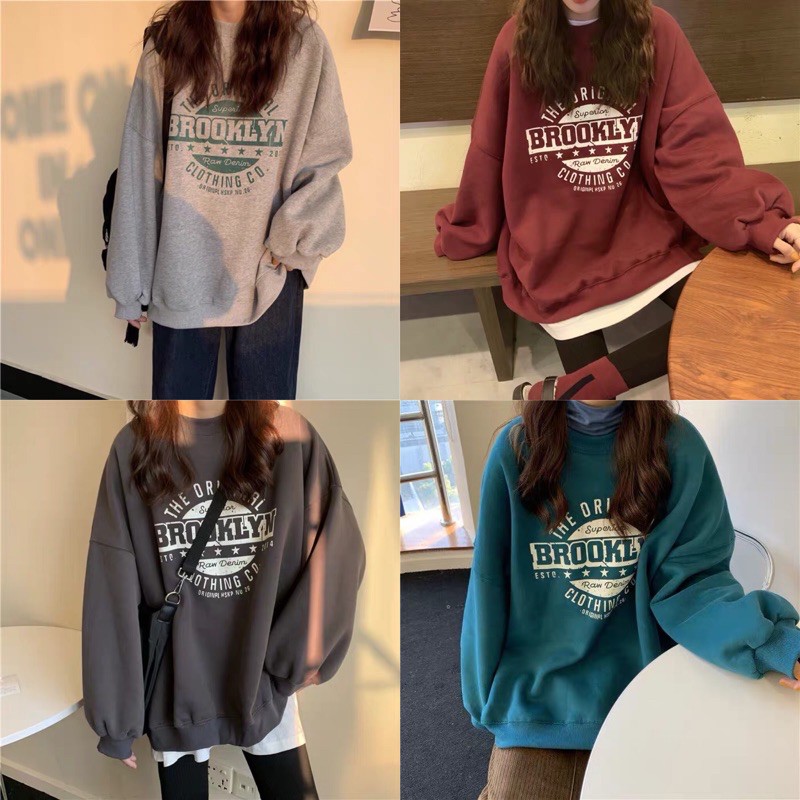 Áo hoodie sweeter nỉ da cá không có lót dáng suông dài basic