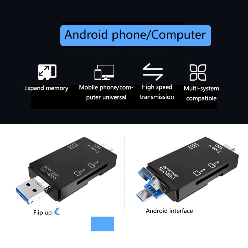 [Hàng có sẵn tại TPHCM ]OTG Đa chức năng 3 trong 1 3 Pin USB Loại C Đầu đọc thẻ nhớ Micro Máy ảnh Ổ USB Thẻ nhớ Micro SD